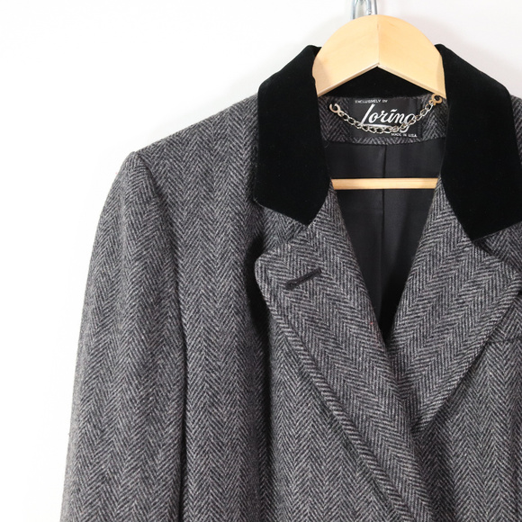 ❌SOLD❌vintage 70s herringbone tweed wool coat M - Picture 7 of 8